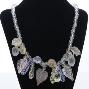 Pastel Plastic Crystal Charm Necklace - Vintage